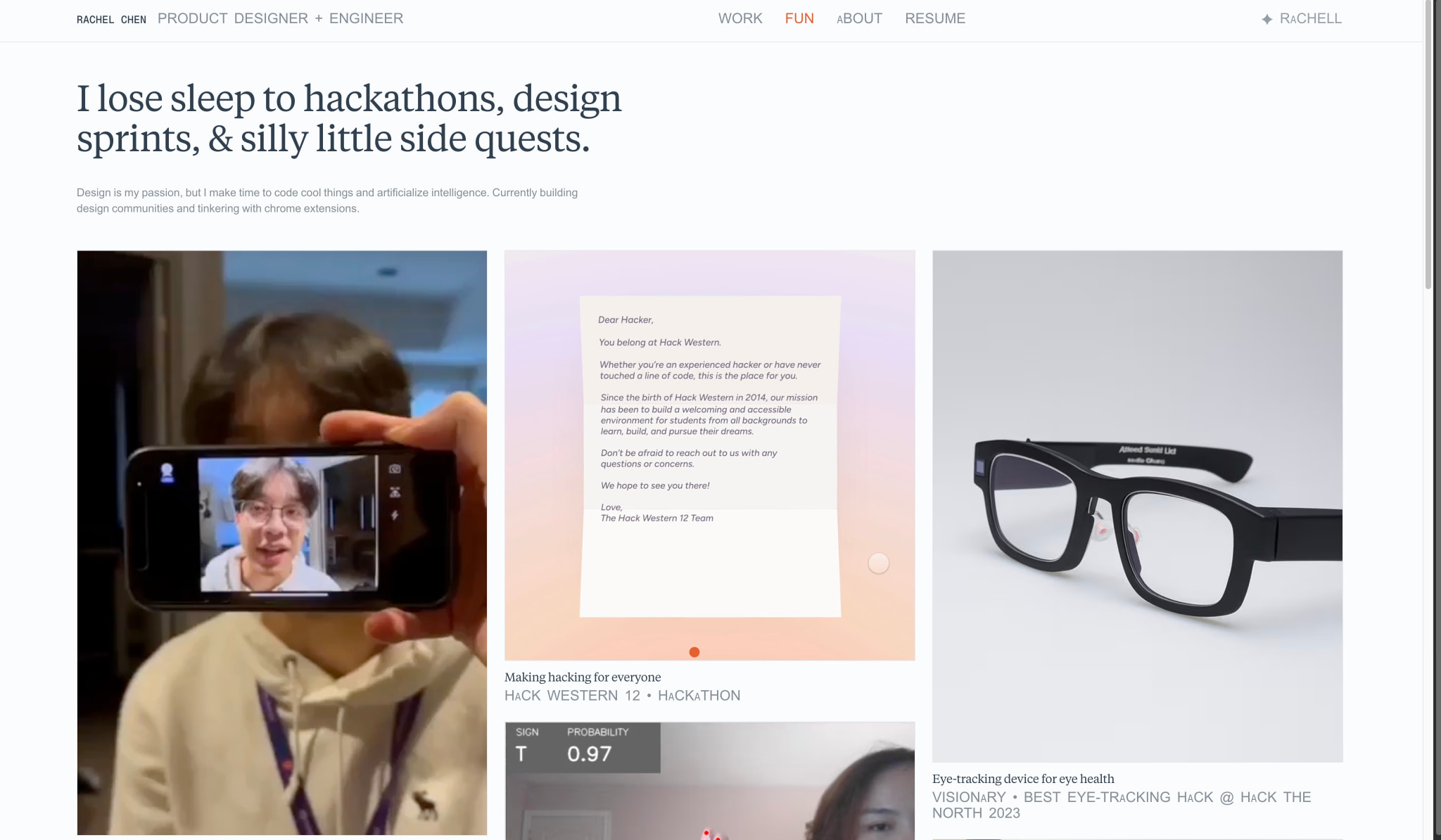 Rachel Chen | Product Designer + Engineer captured website design