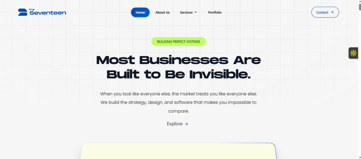 The Seventeen captured website design