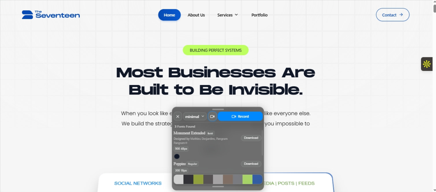The Seventeen captured website design