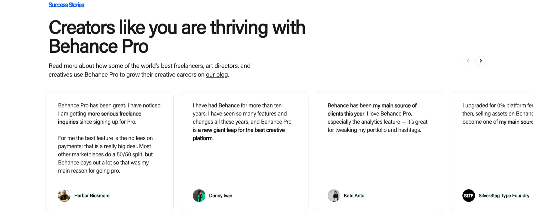 Accelerate Your Creative Career | Behance Pro :: Behance captured website design