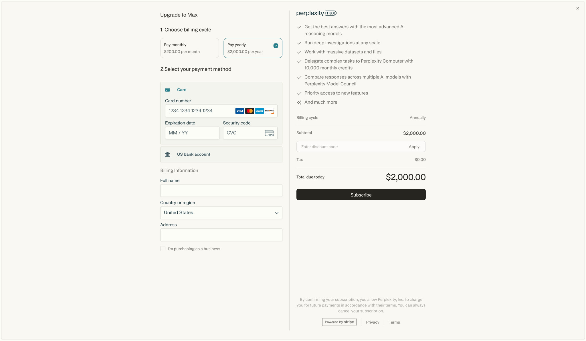 Perplexity captured website design