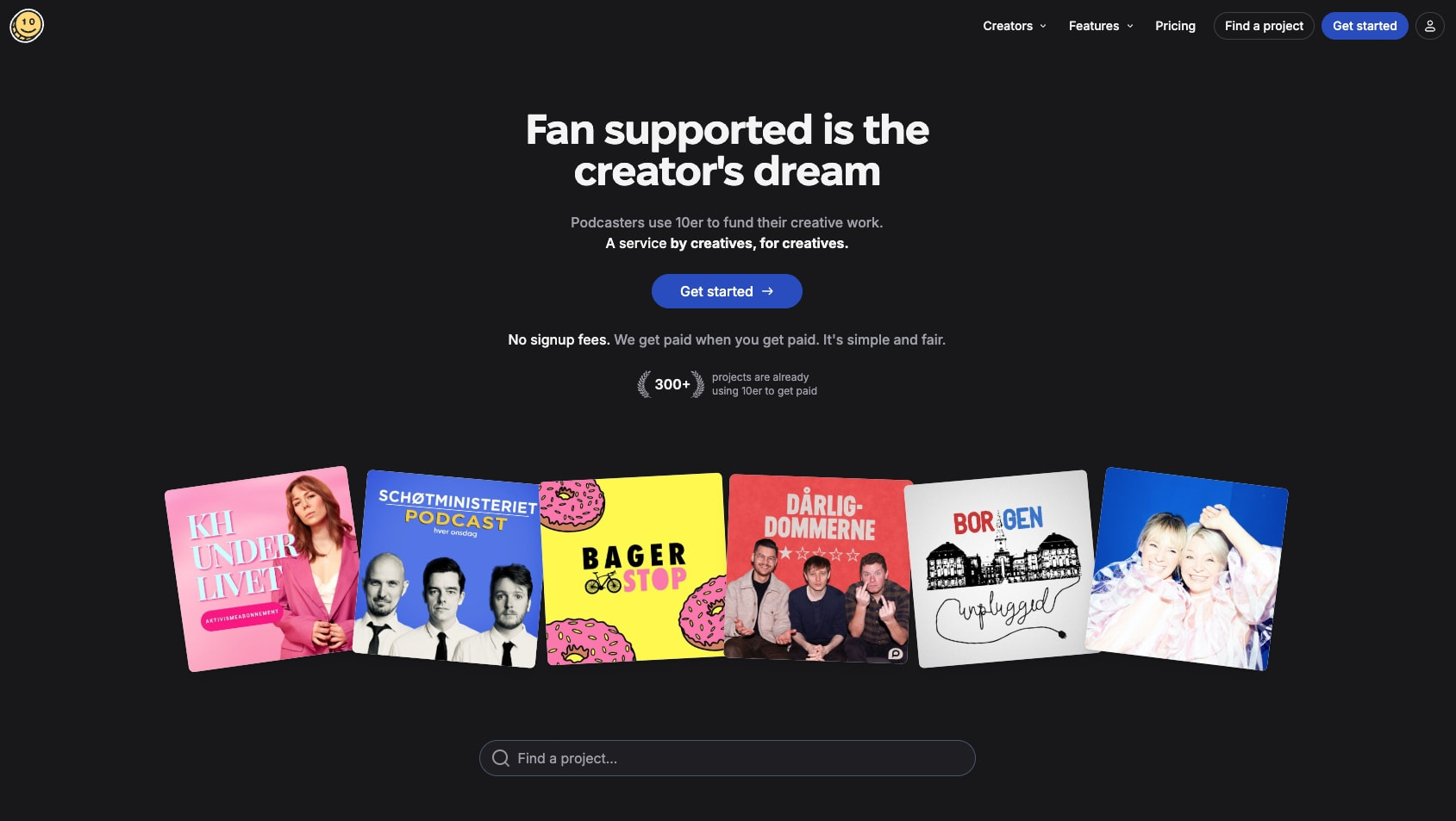 10er - Get fan-funded in 5 minutes captured website design