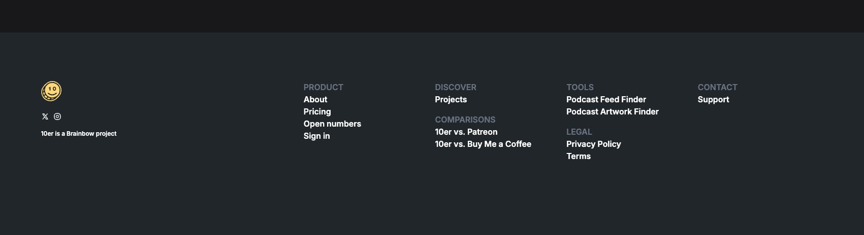 Footer structure captured website design