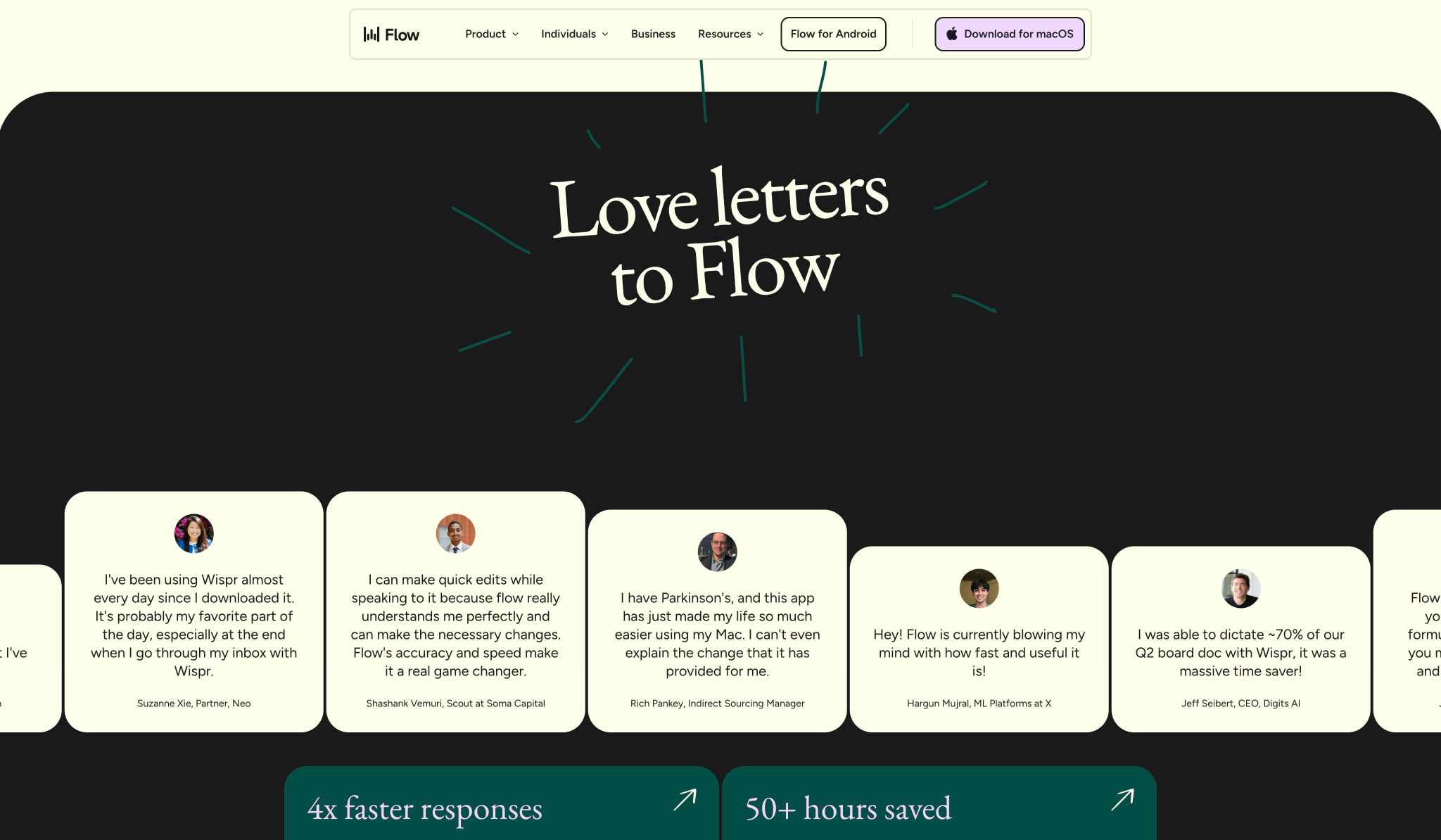 Wispr Flow | Effortless Voice Dictation captured website design