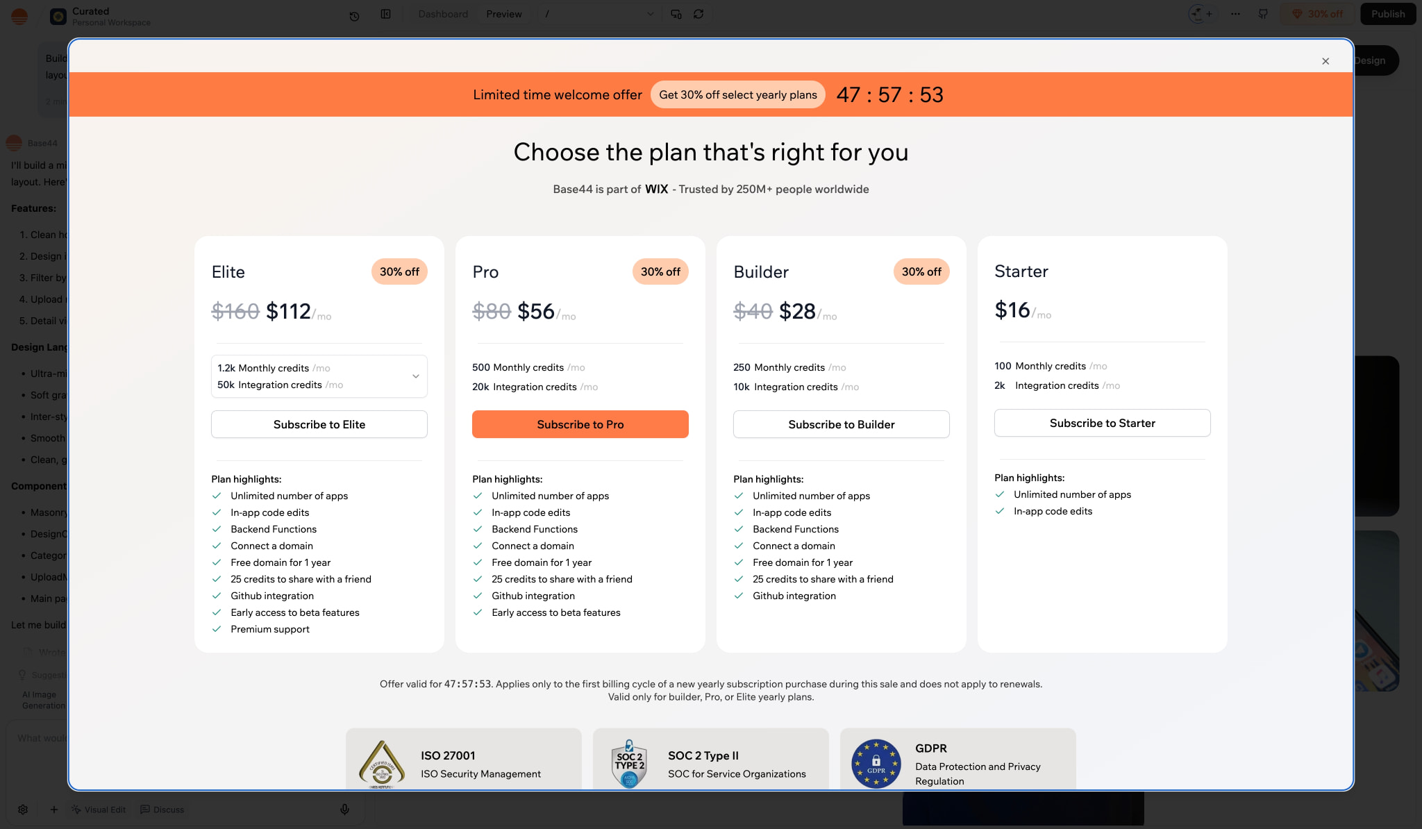 Curated | Base44 captured website design