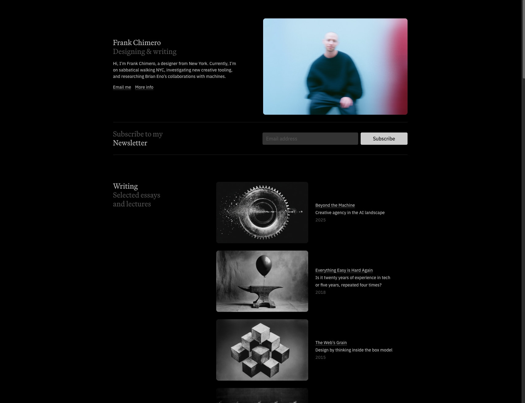 Frank Chimero · Home captured website design