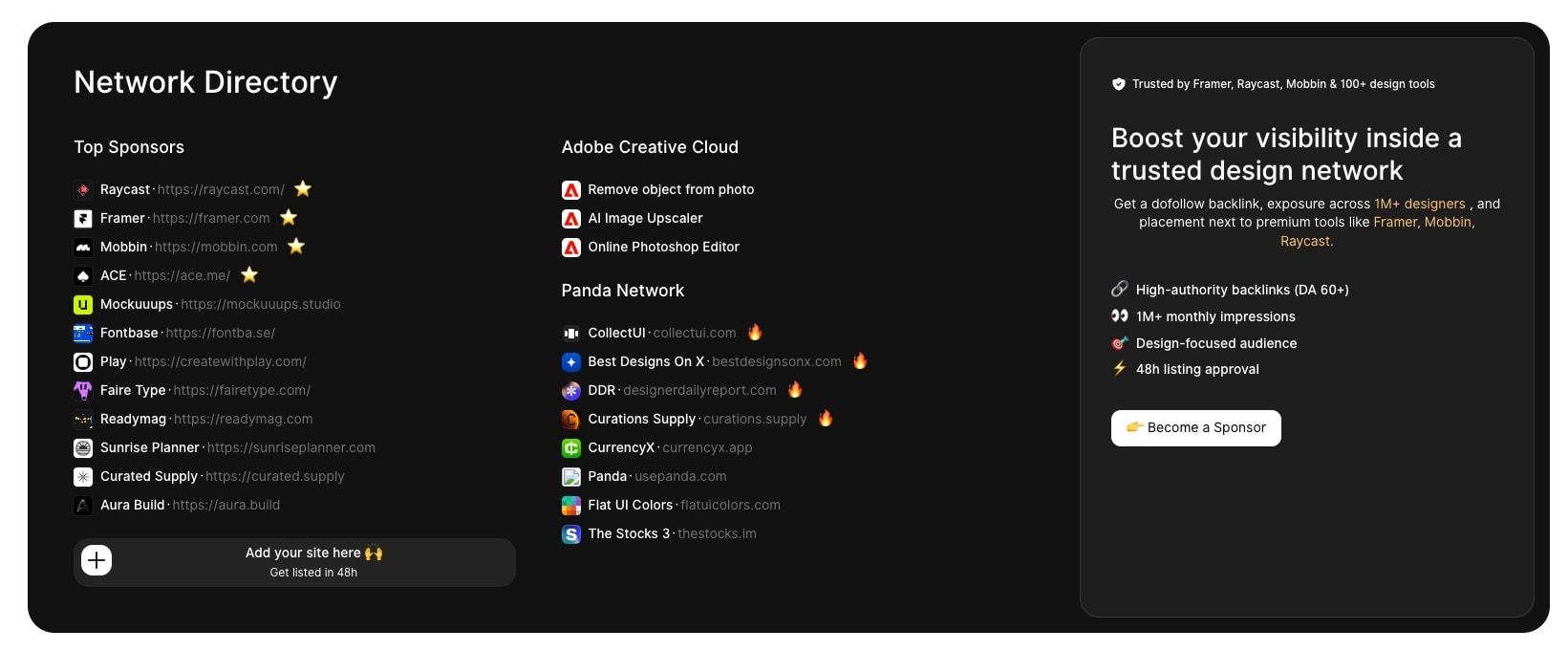 Panda — The homepage for your favorite websites captured website design