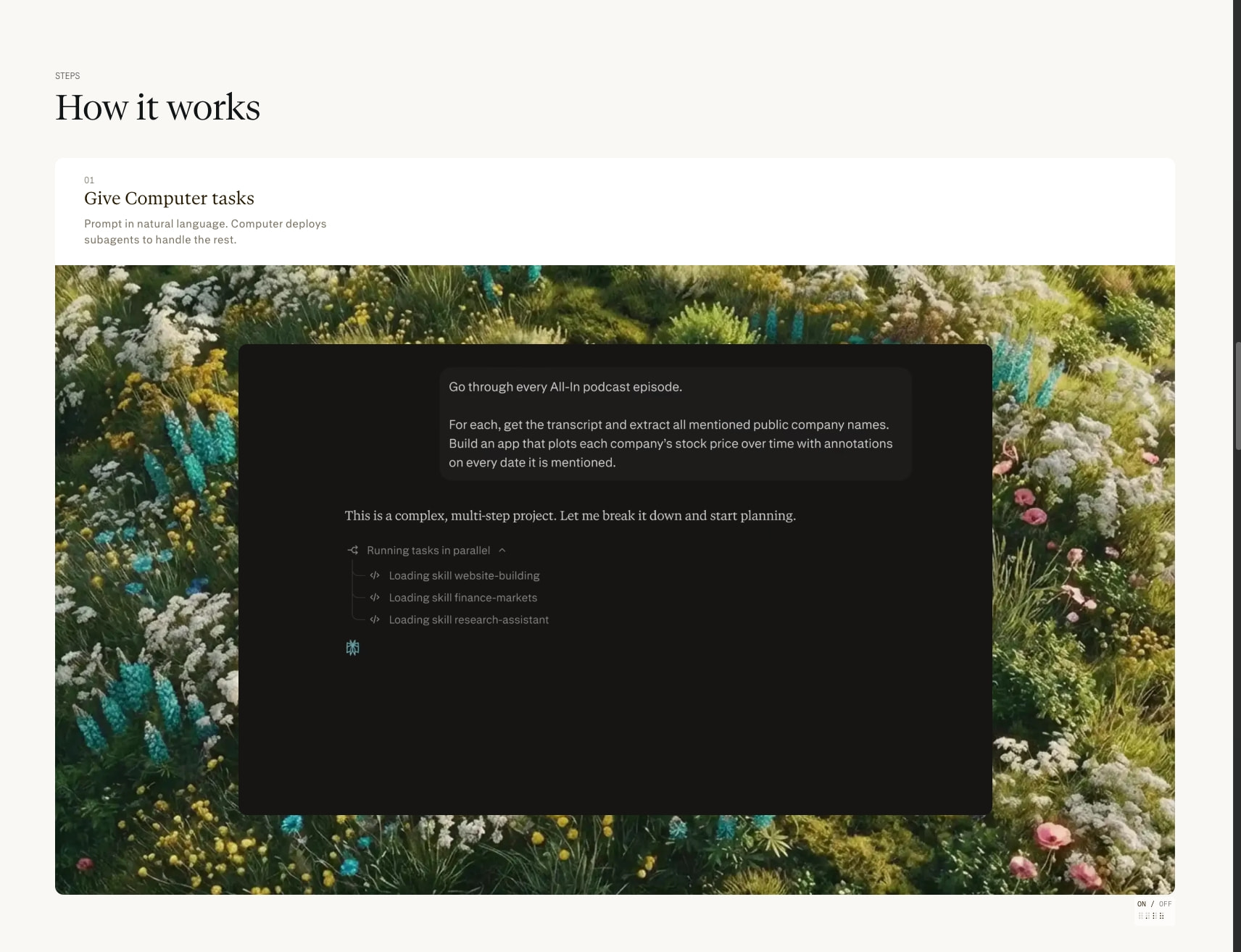 Perplexity Computer captured website design