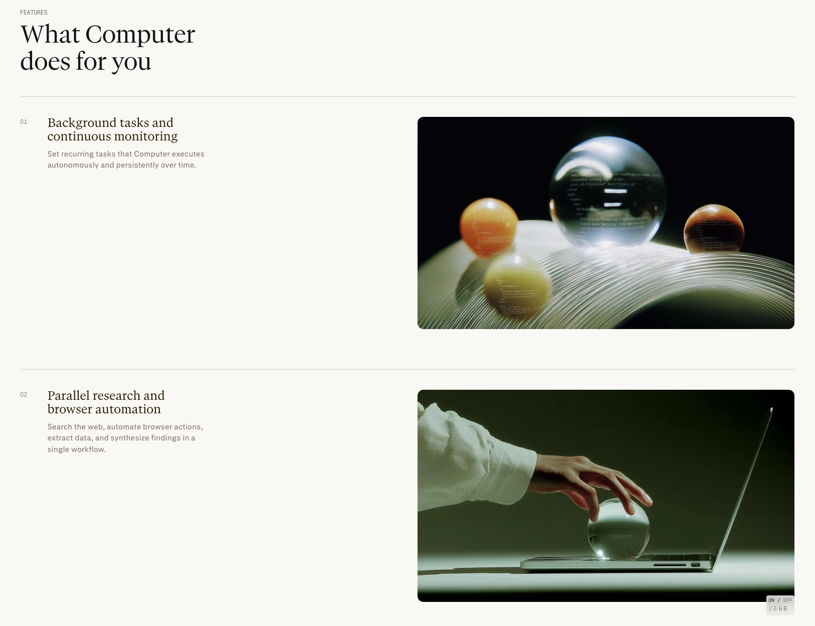 Perplexity Computer captured website design