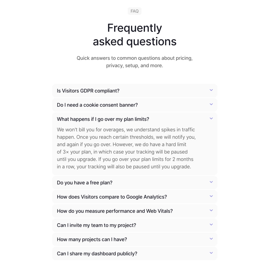 Visitors - Privacy-friendly Google Analytics alternative captured website design