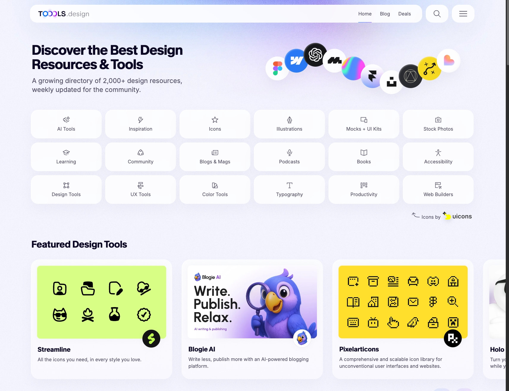 Design Resources & Tools for Designers | TOOOLS.design captured website design