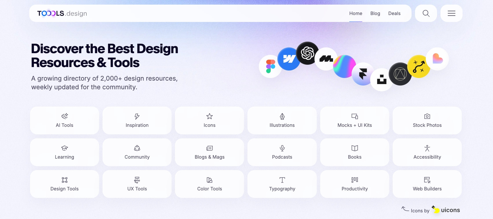 Design Resources & Tools for Designers | TOOOLS.design captured website design