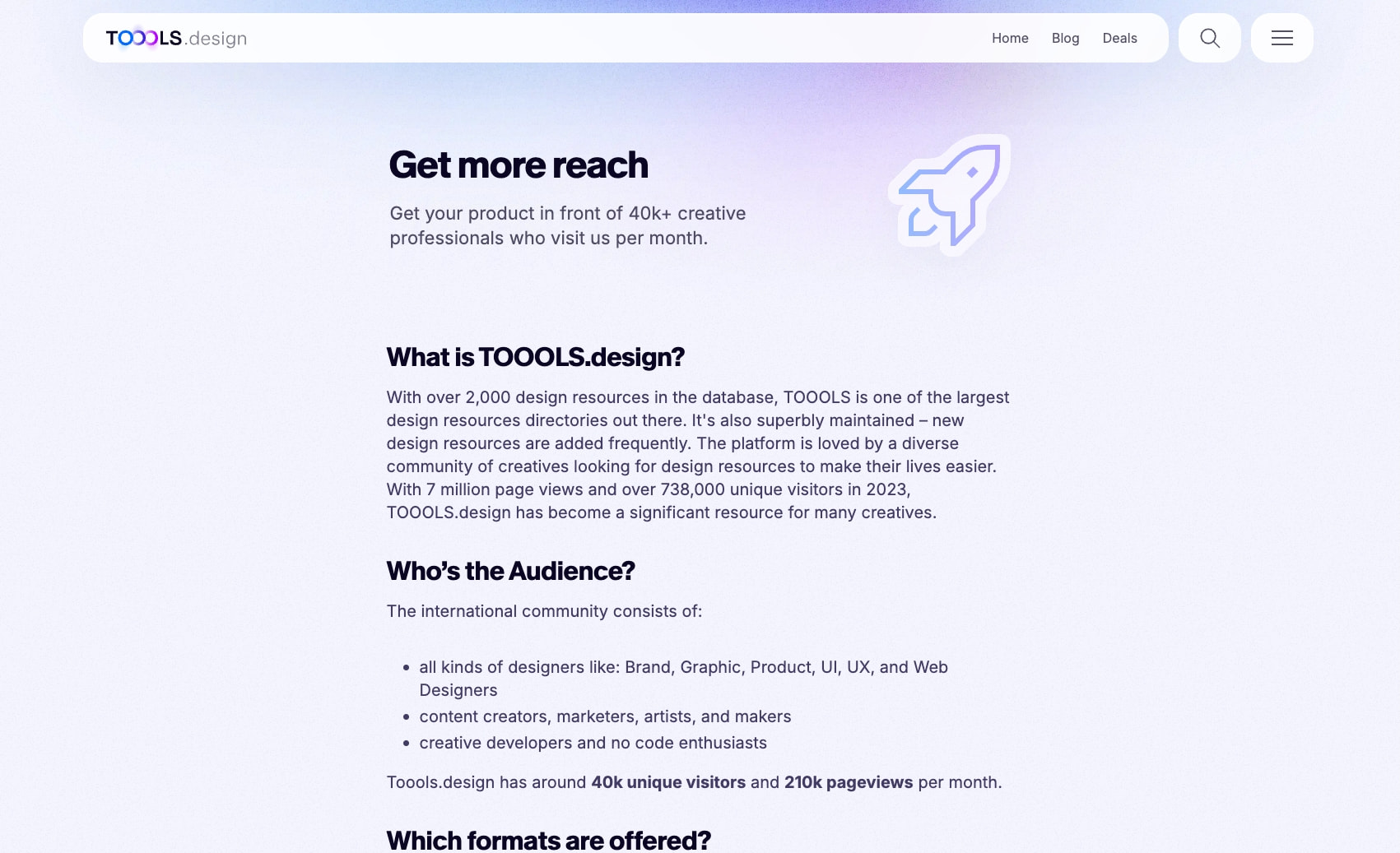 TOOOLS.design Sponsorships – Get More Reach For Your Product captured website design
