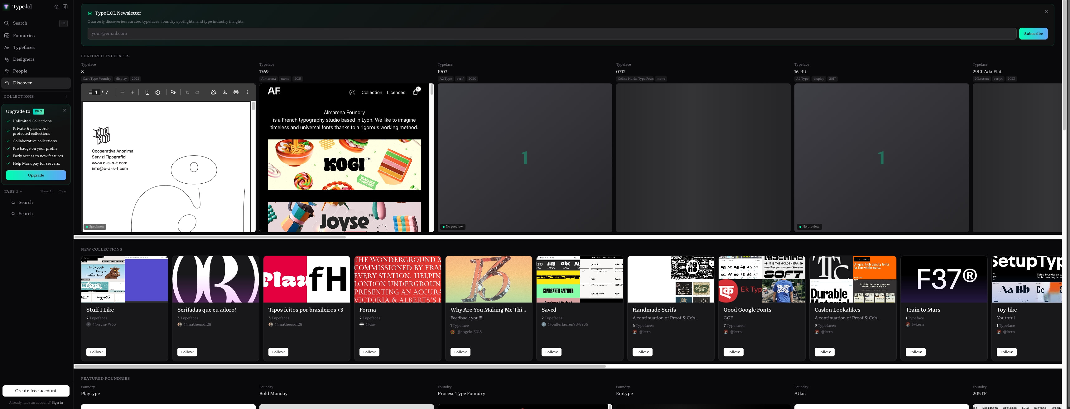 Type.lol - Independent Type Foundry Index captured website design