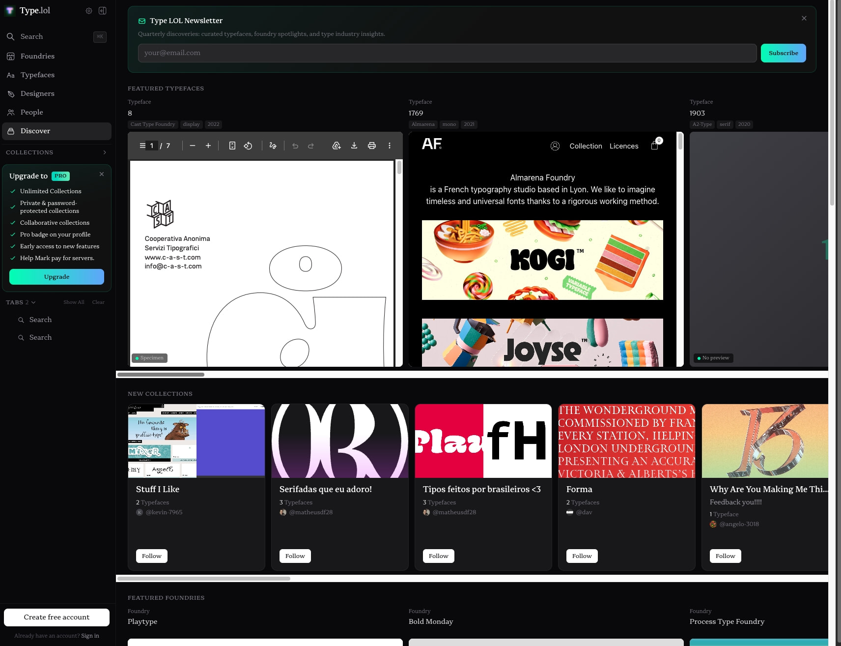 Type.lol - Independent Type Foundry Index captured website design