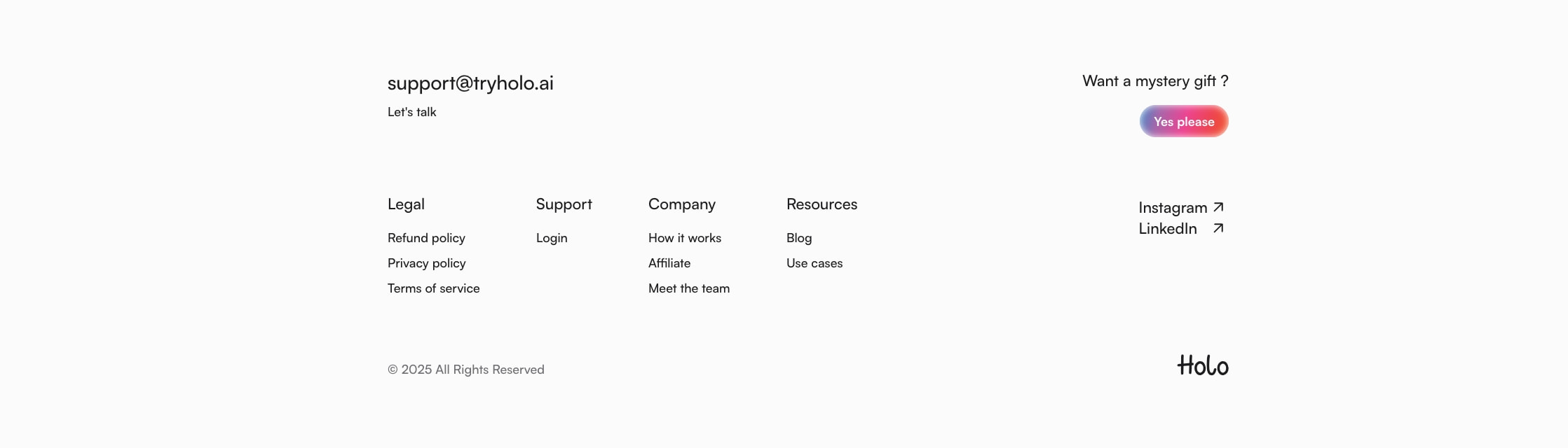 Holo | AI Marketing Tool for Ads, Social Posts & Emails captured website design