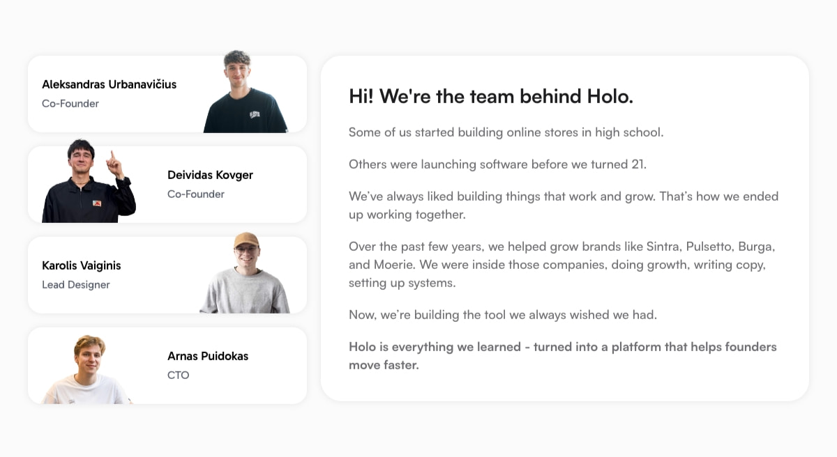 Holo | AI Marketing Tool for Ads, Social Posts & Emails captured website design