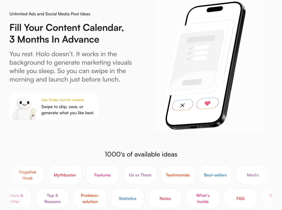 Holo | AI Marketing Tool for Ads, Social Posts & Emails captured website design
