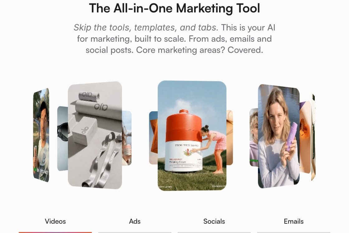 Holo | AI Marketing Tool for Ads, Social Posts & Emails captured website design