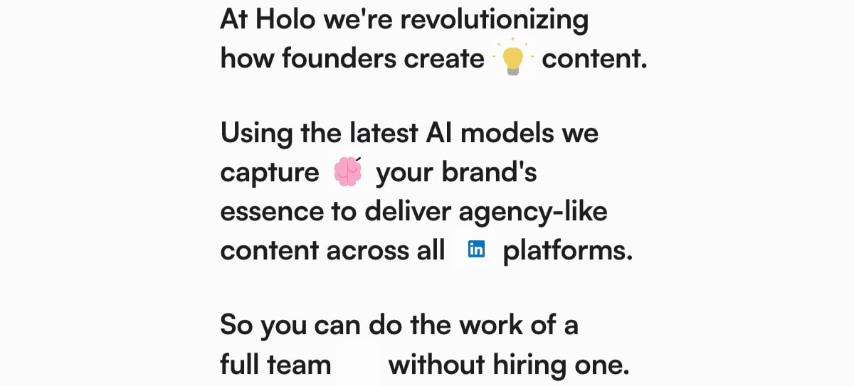 Holo | AI Marketing Tool for Ads, Social Posts & Emails captured website design