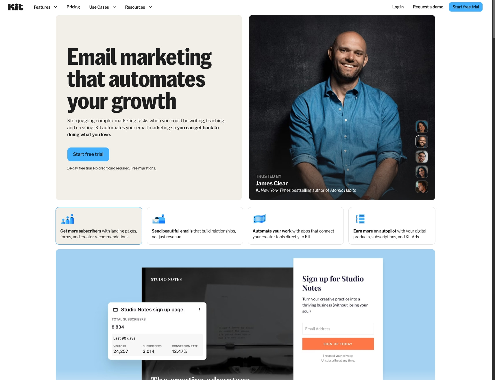 Kit: Automated Email Marketing & Newsletter Platform (formerly ConvertKit) captured website design