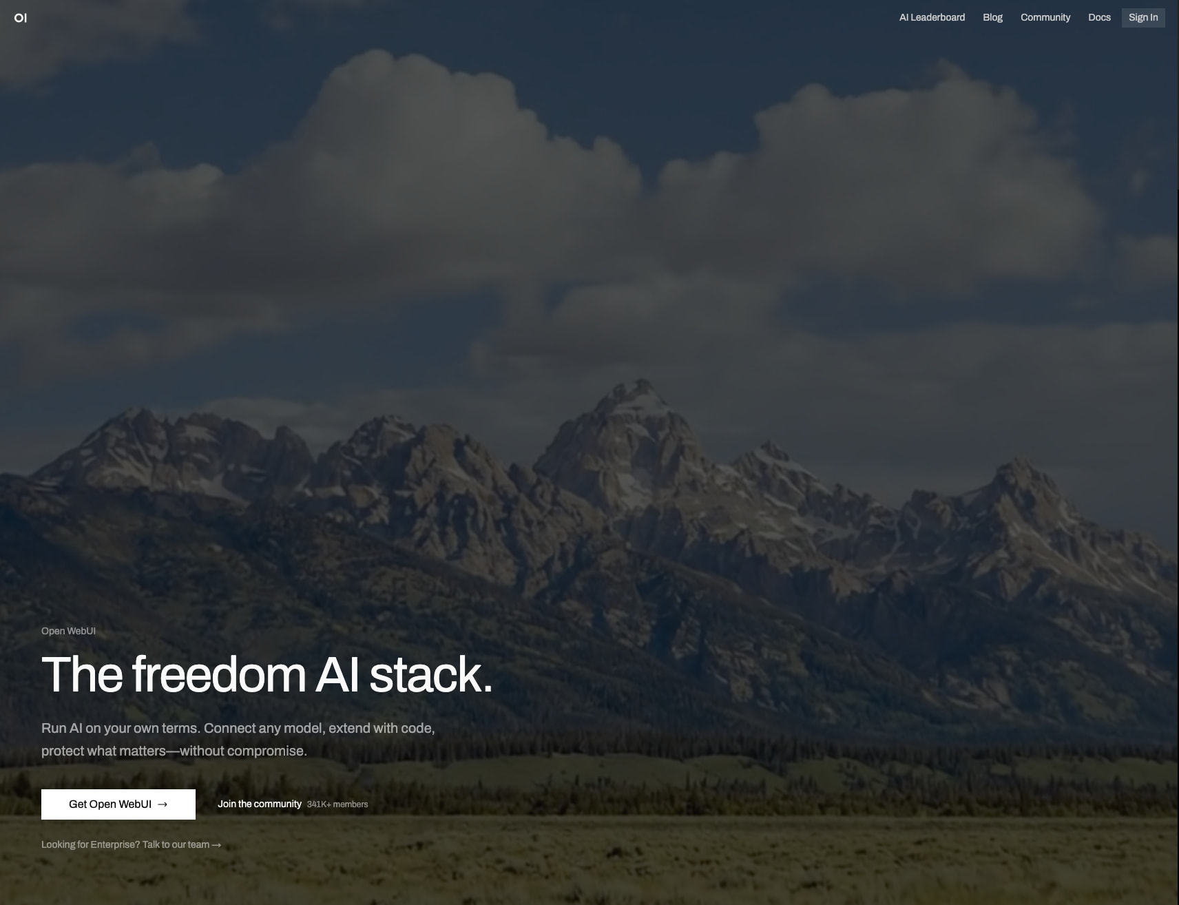 Open WebUI: Self-Hosted AI Platform captured website design