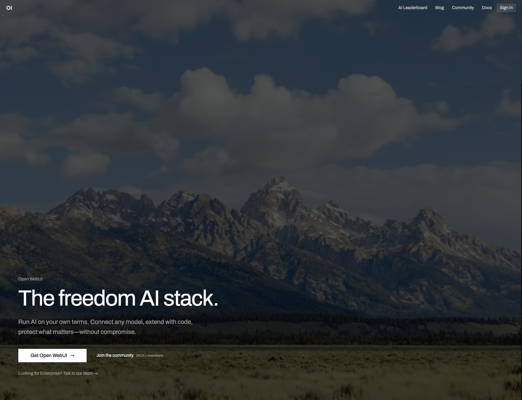 Open WebUI: Self-Hosted AI Platform captured website design