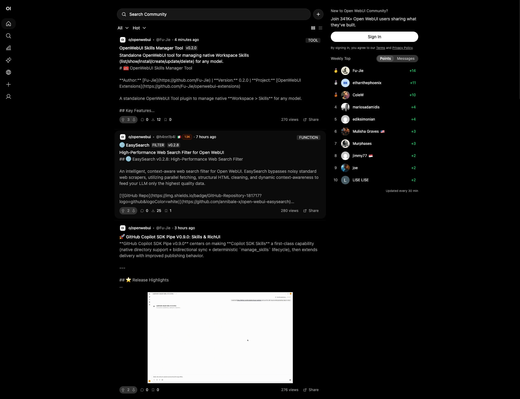 Open WebUI Community captured website design