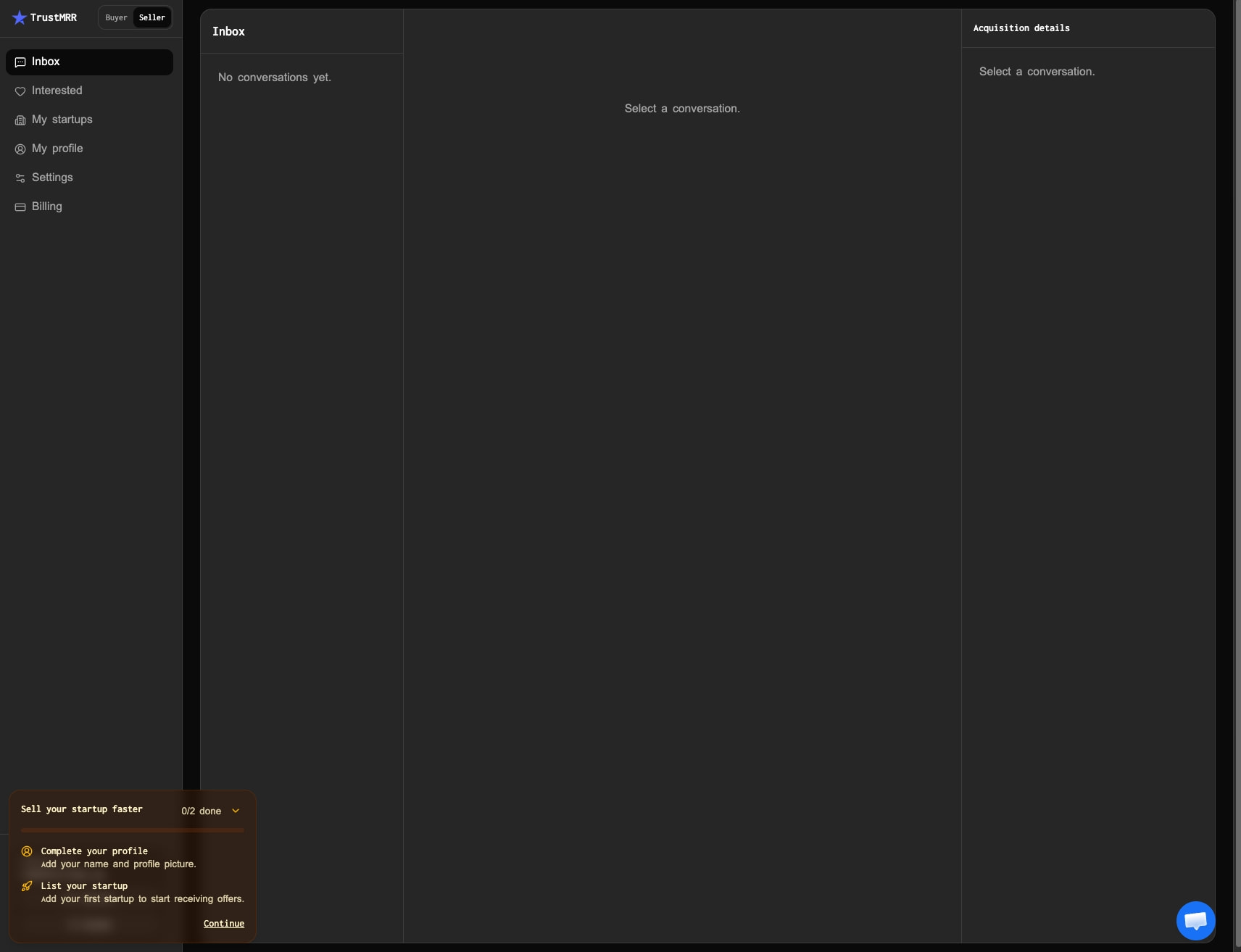 Dashboard | TrustMRR captured website design
