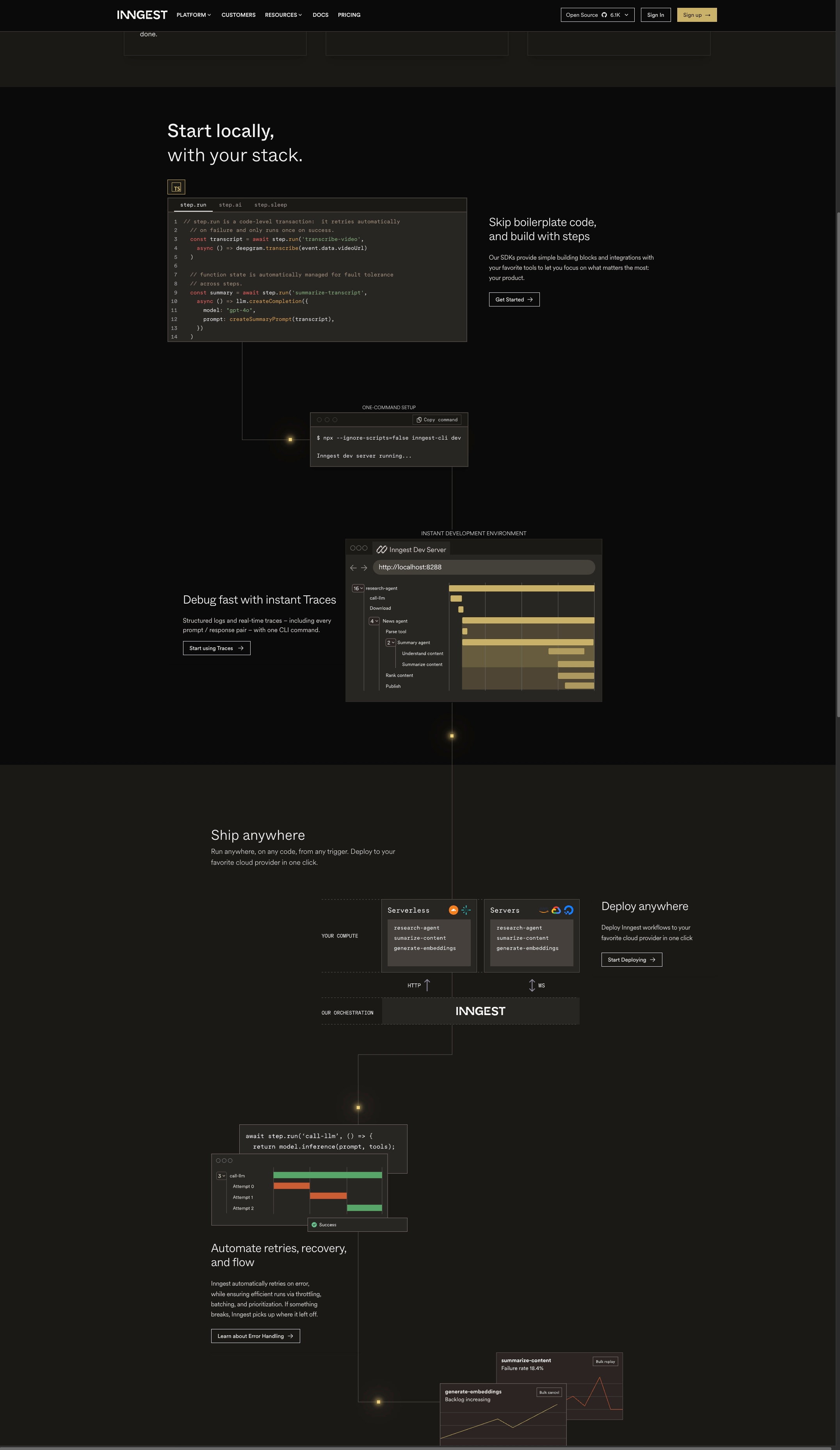 AI and backend workflows, orchestrated at any scale captured website design