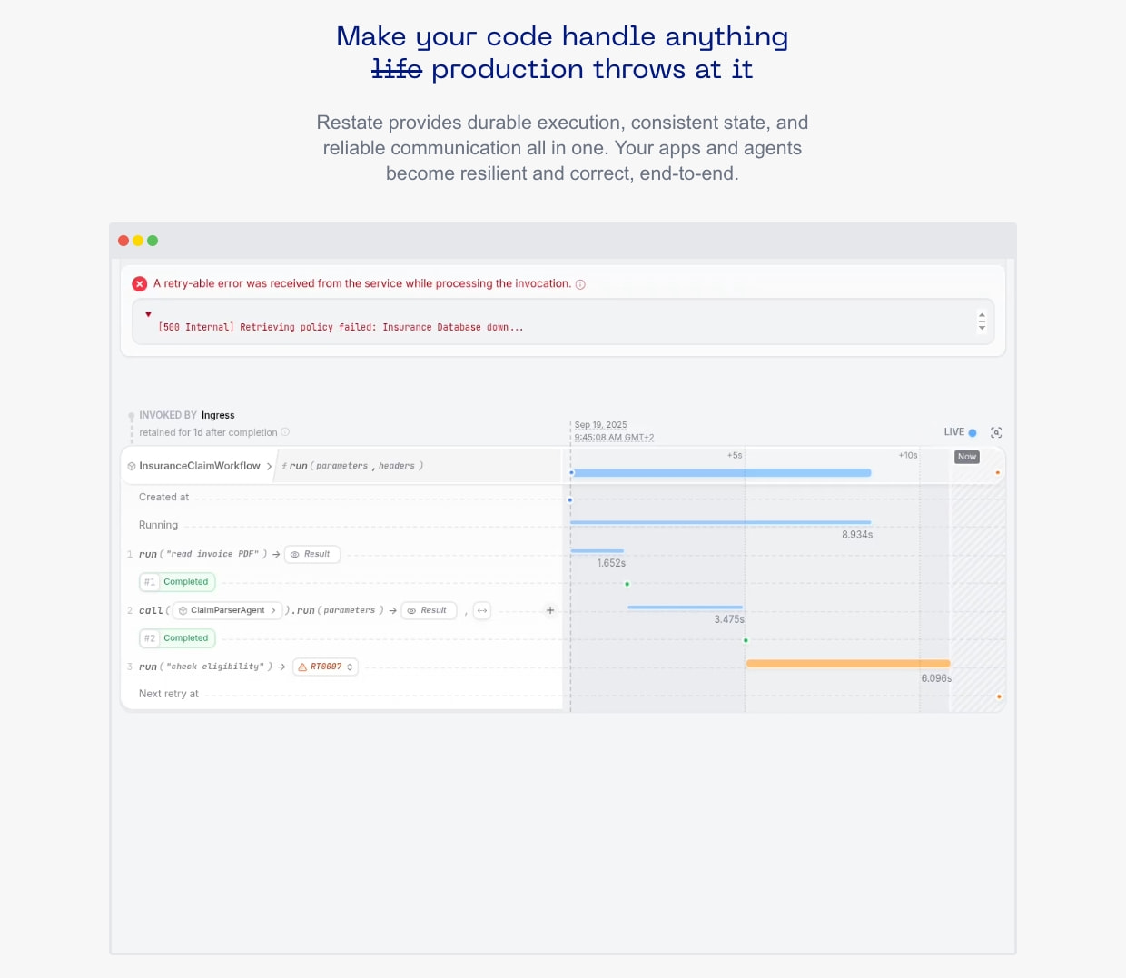 Restate - Build innately resilient distributed apps captured website design