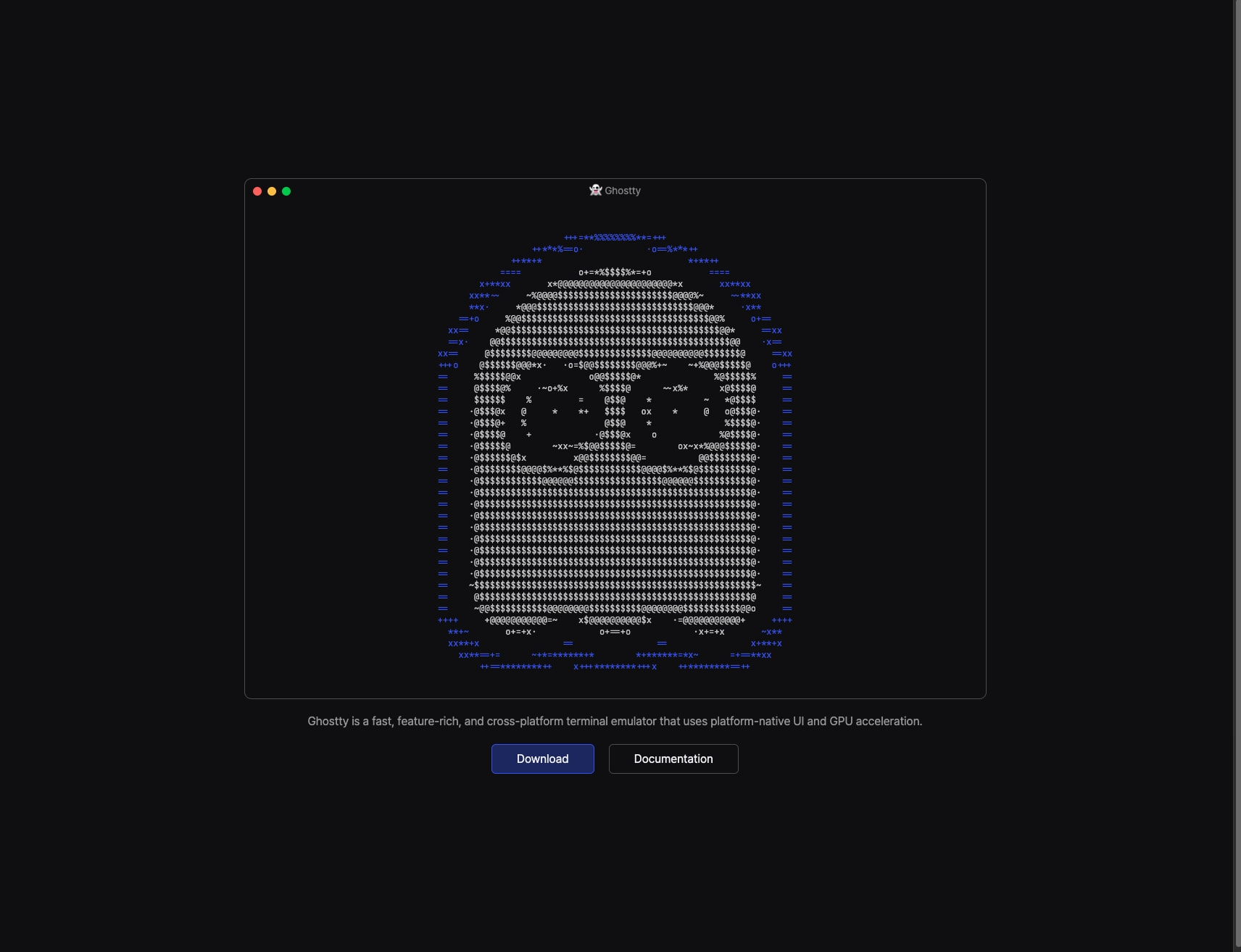 Ghostty captured website design