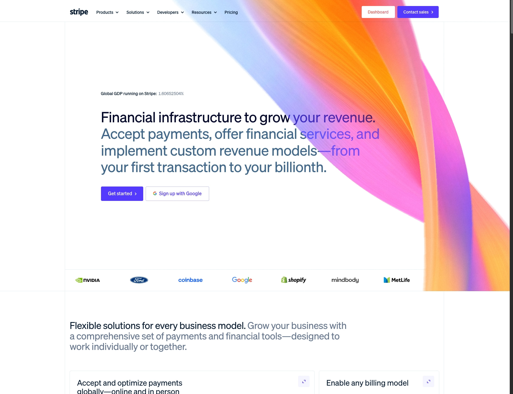 Stripe | Financial Infrastructure to Grow Your Revenue captured website design