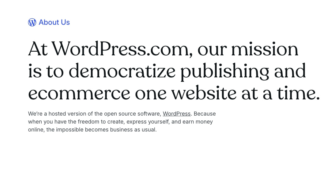 About Us | WordPress.com captured website design