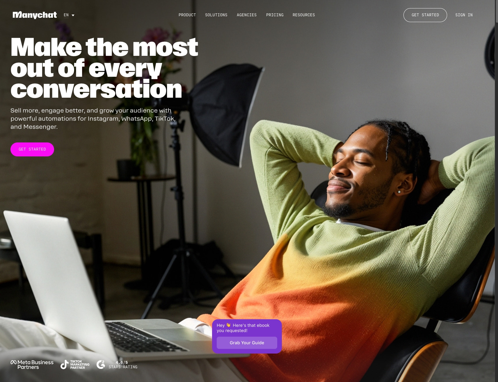 Chat Marketing Made Easy with Manychat captured website design