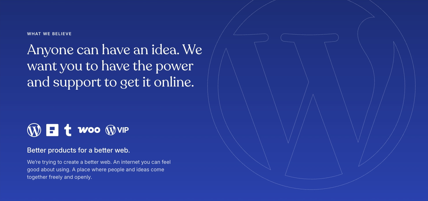 About Us | WordPress.com captured website design