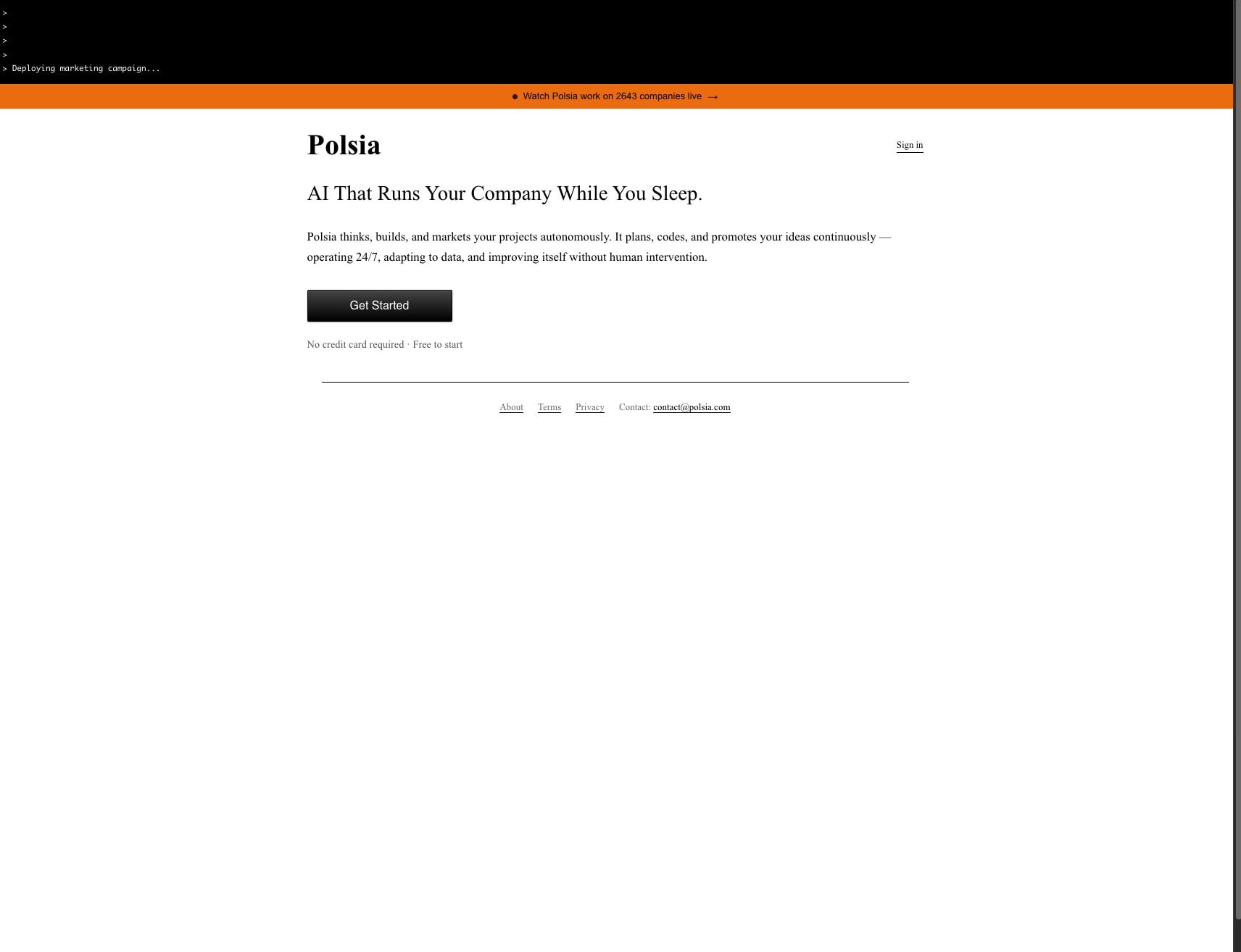 Polsia — AI That Runs Your Company While You Sleep captured website design