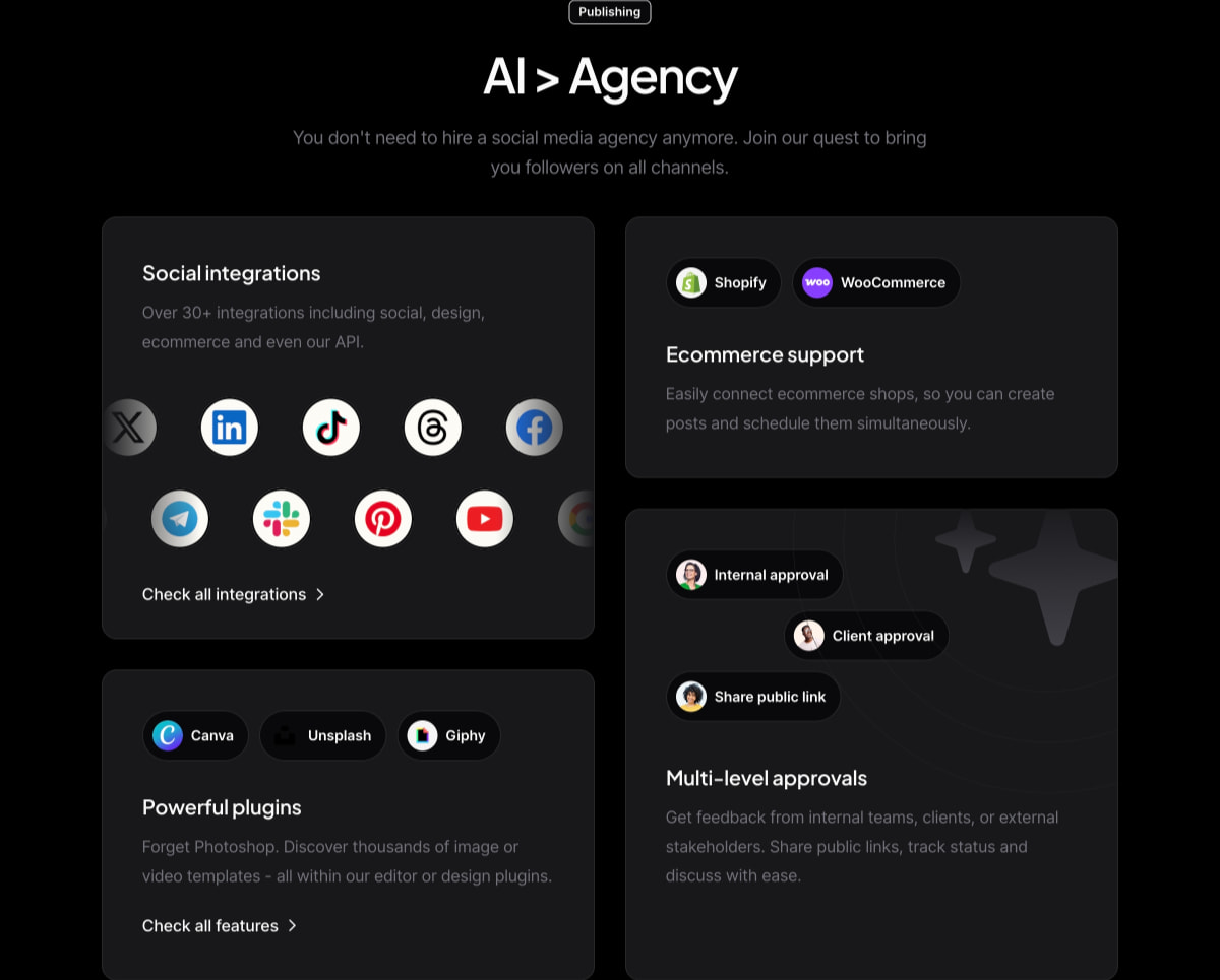 Social media management. Using AI. | Ocoya captured website design