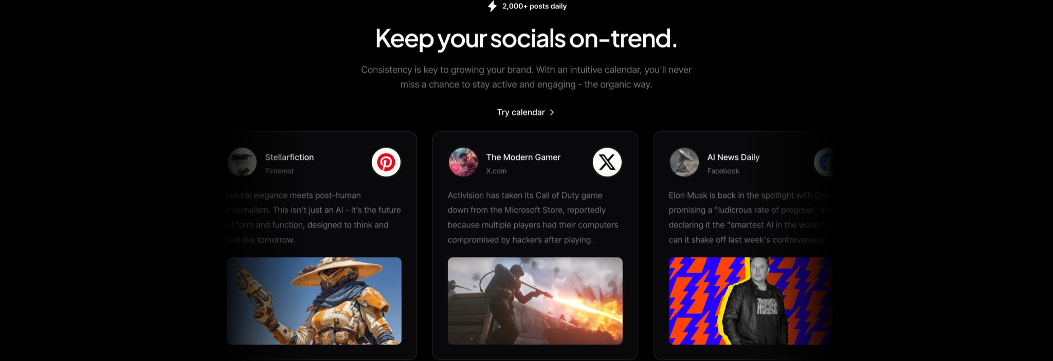 Social media management. Using AI. | Ocoya captured website design