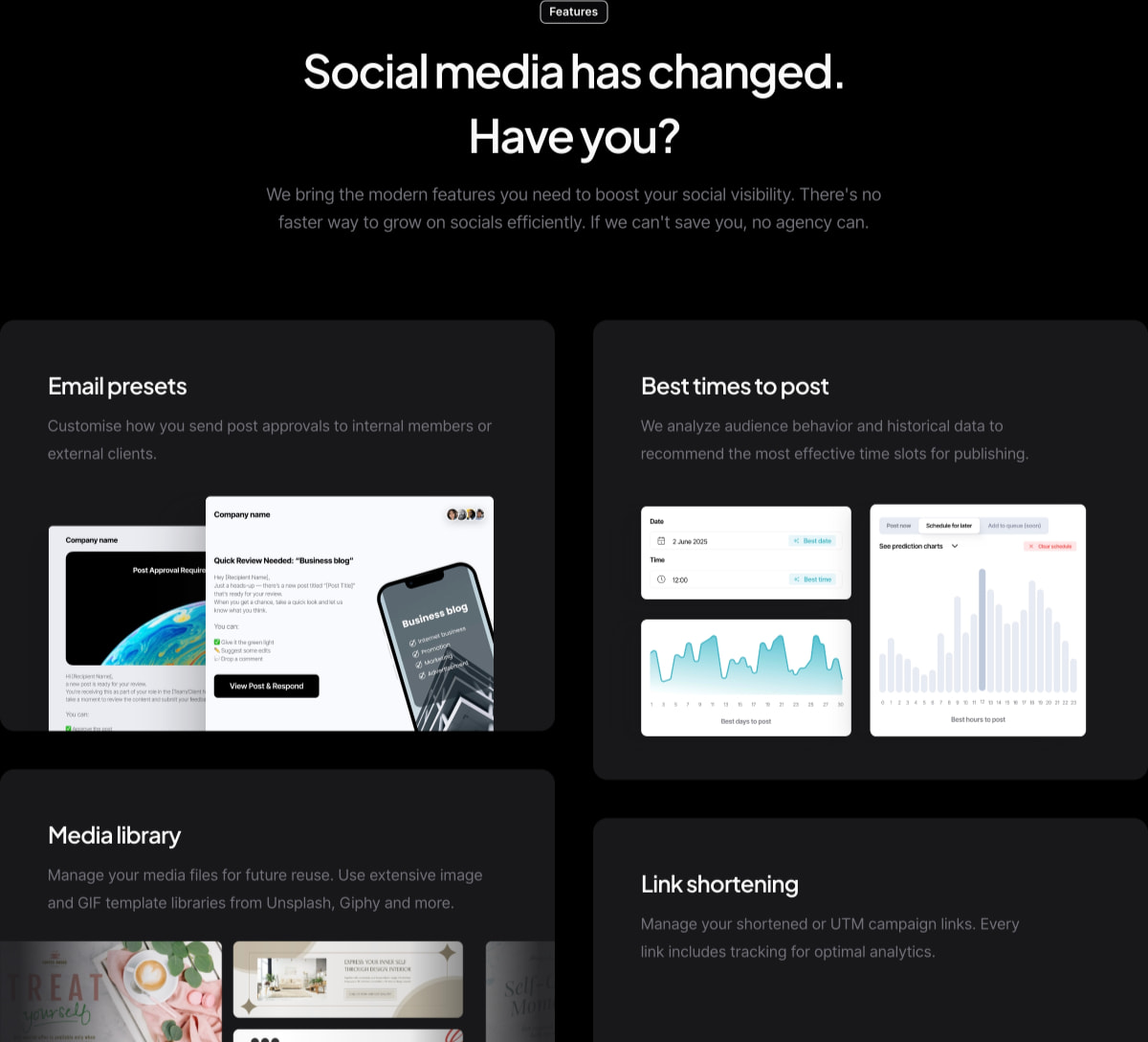 Social media management. Using AI. | Ocoya captured website design