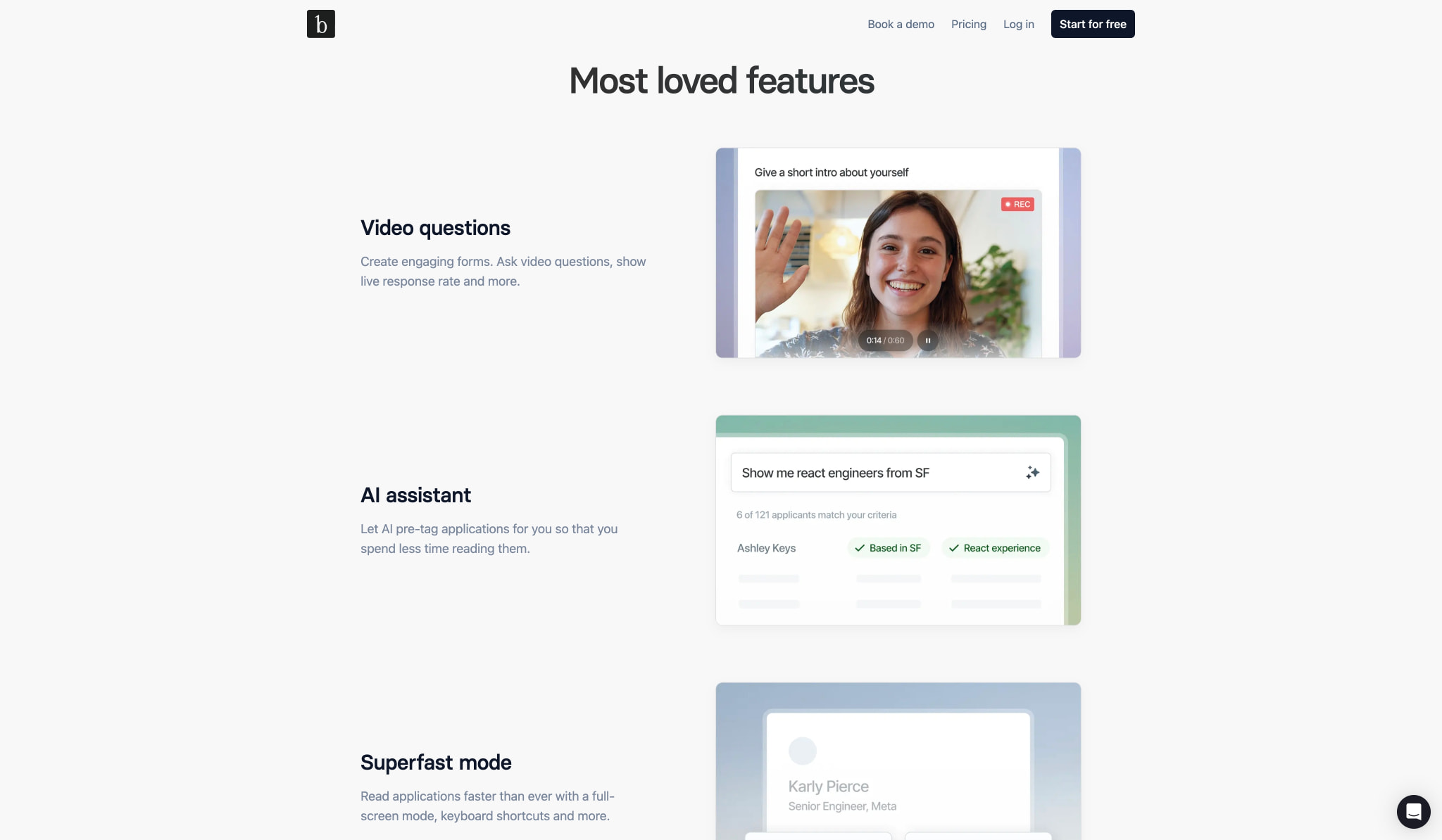 Binary | Hiring software that is fast, simple and AI powered captured website design