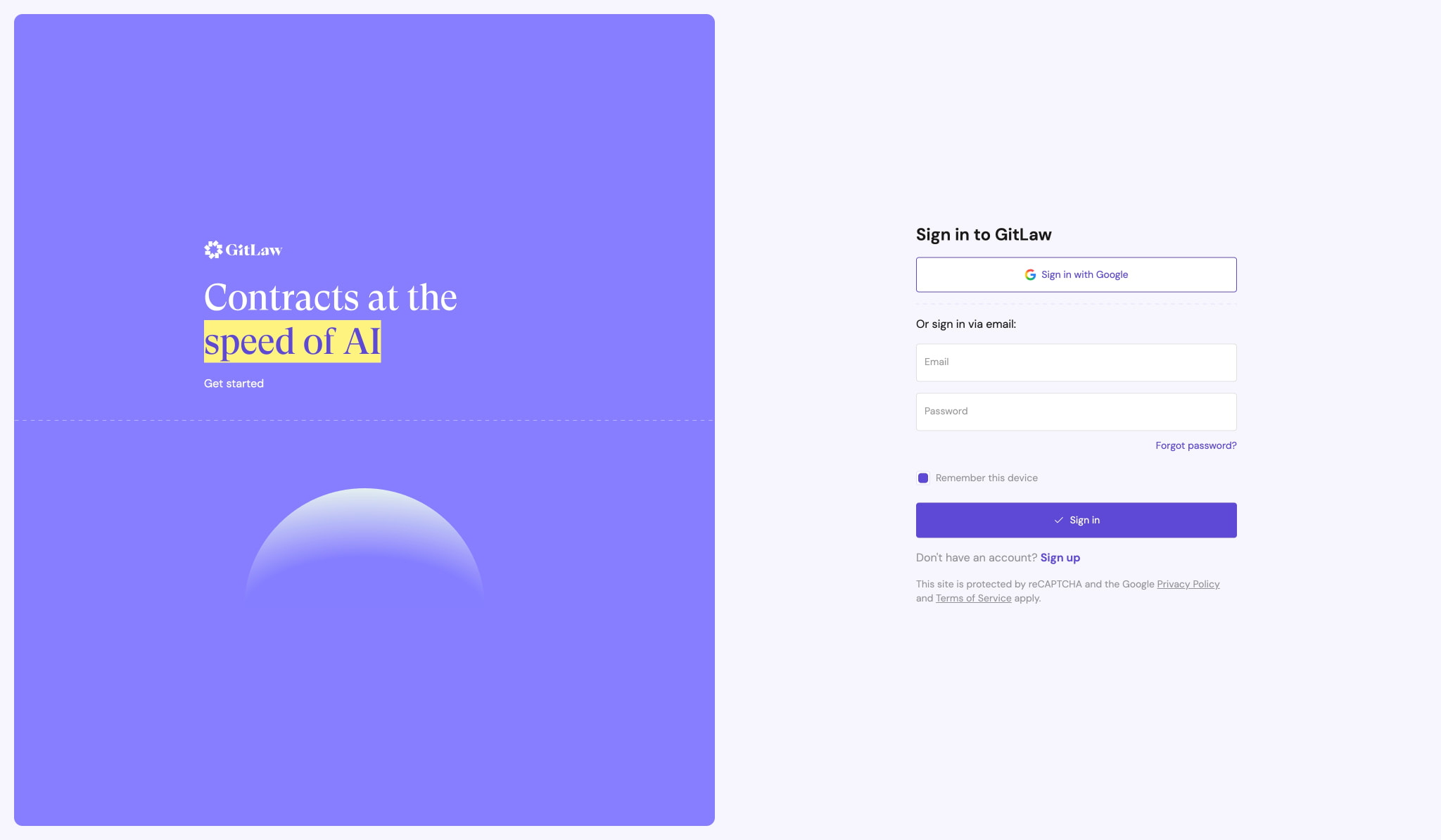 Sign In - GitLaw captured website design