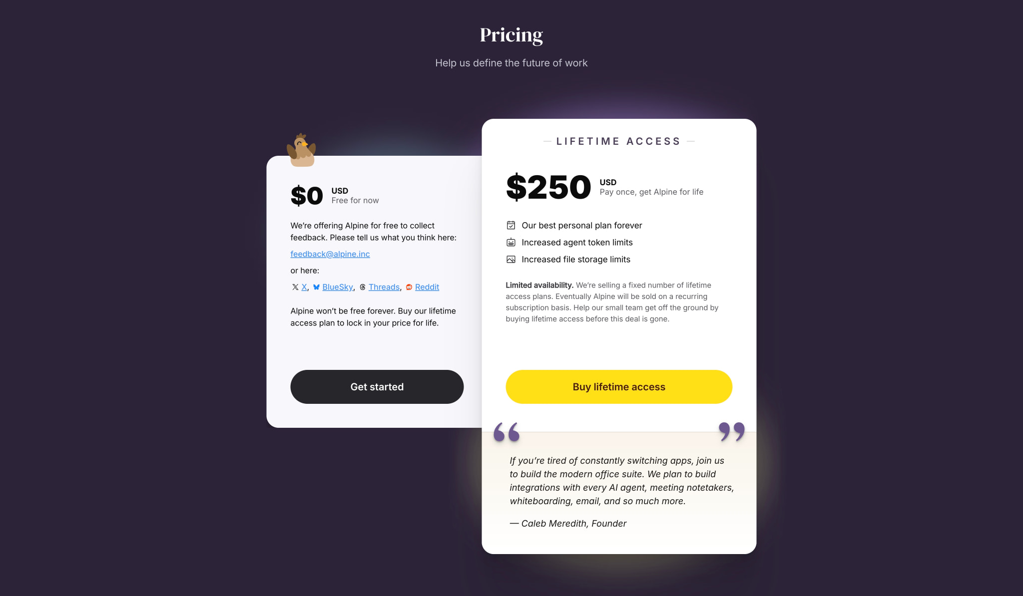 Alpine captured website design