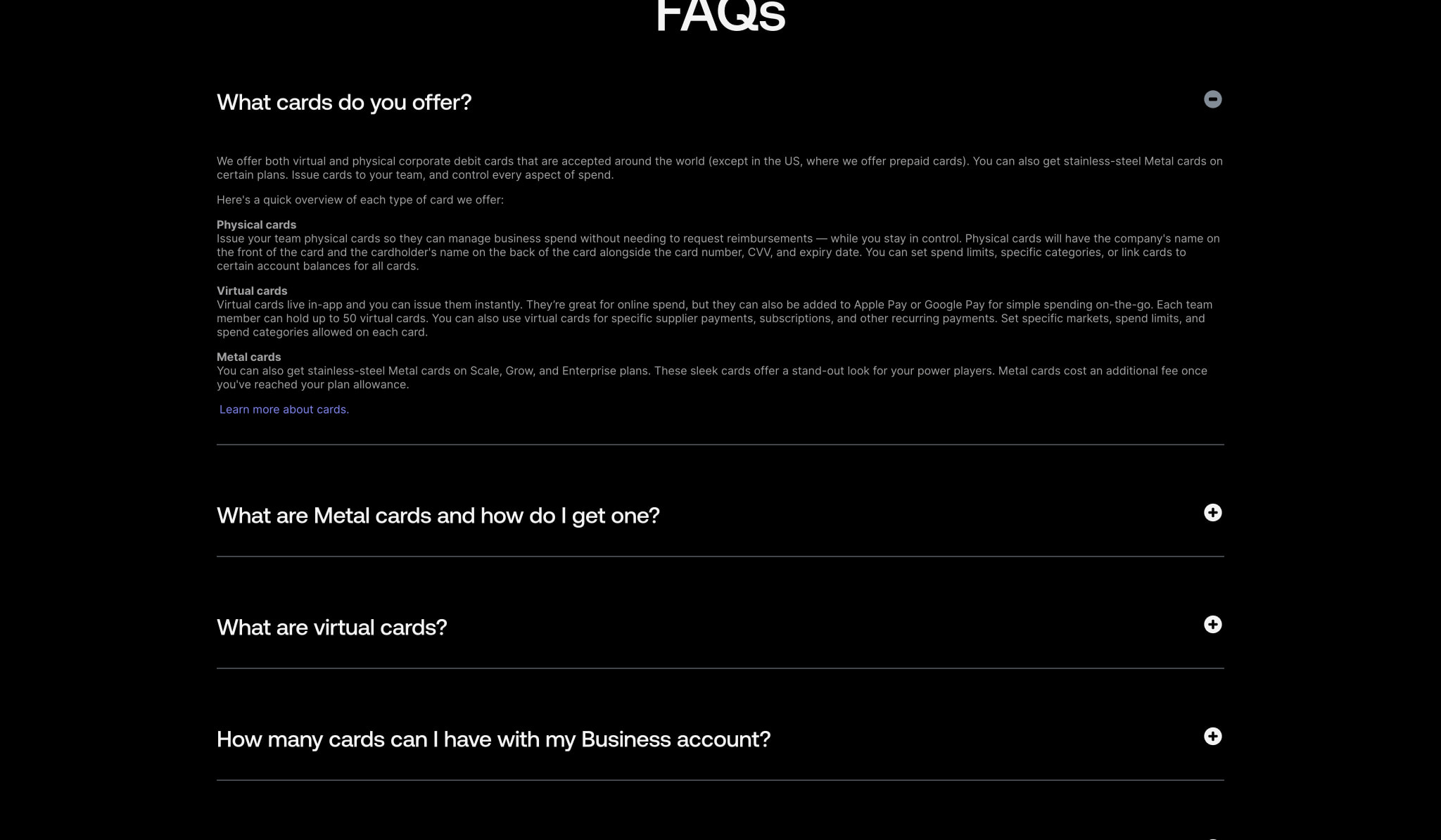 Corporate Cards | Revolut Business captured website design