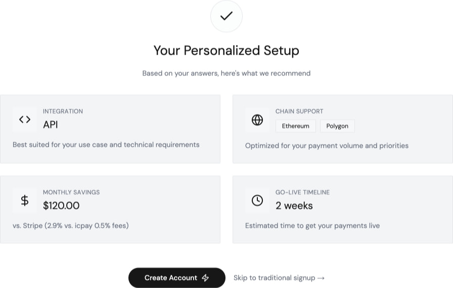Get Started with icpay - Personalized Onboarding | icpay captured website design