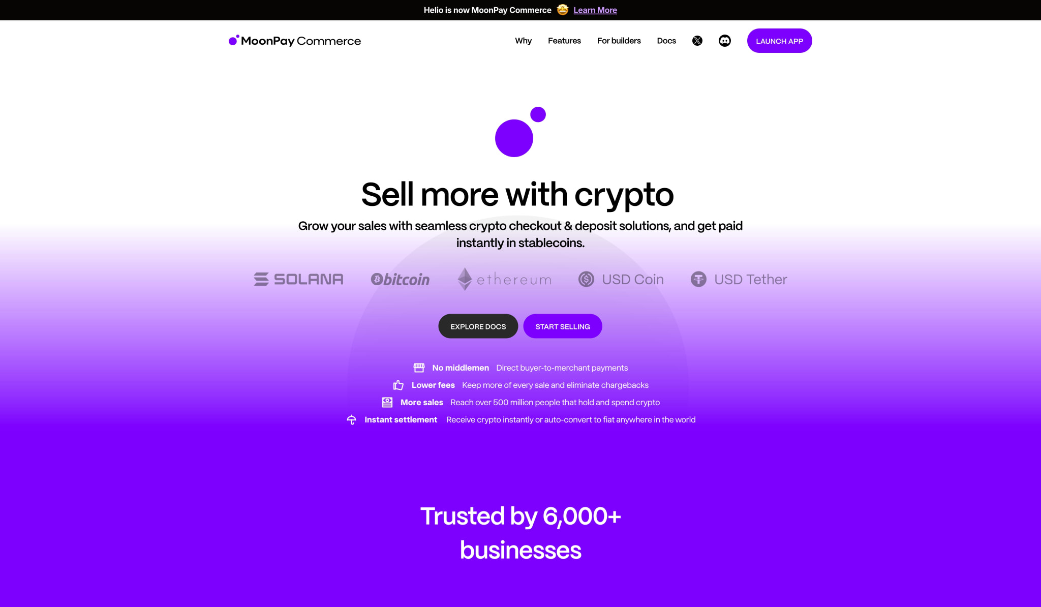 MoonPay Commerce | Sell more with crypto⚡️ captured website design