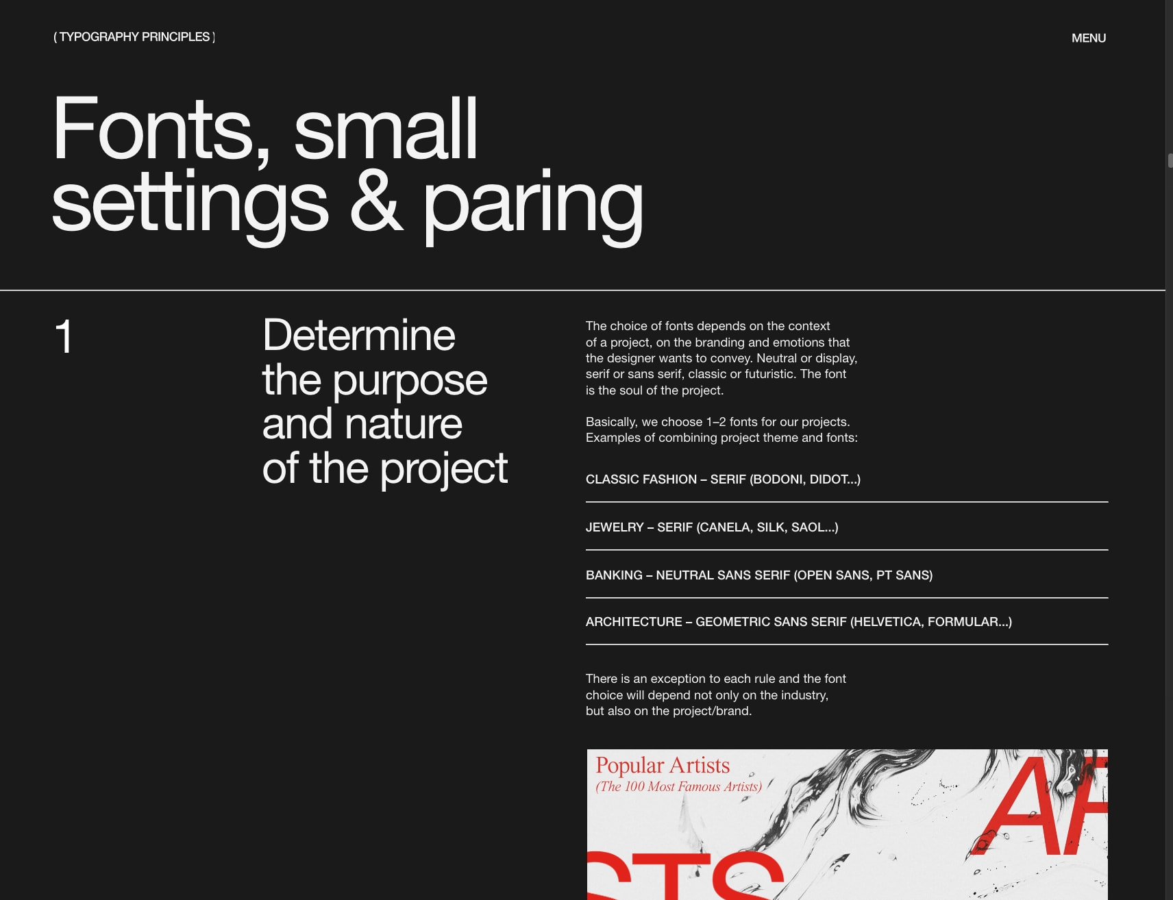 Typography Principles — Fonts captured website design