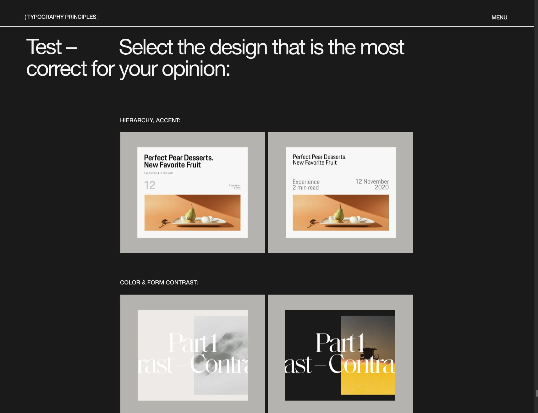 Typography Principles — Contrast captured website design
