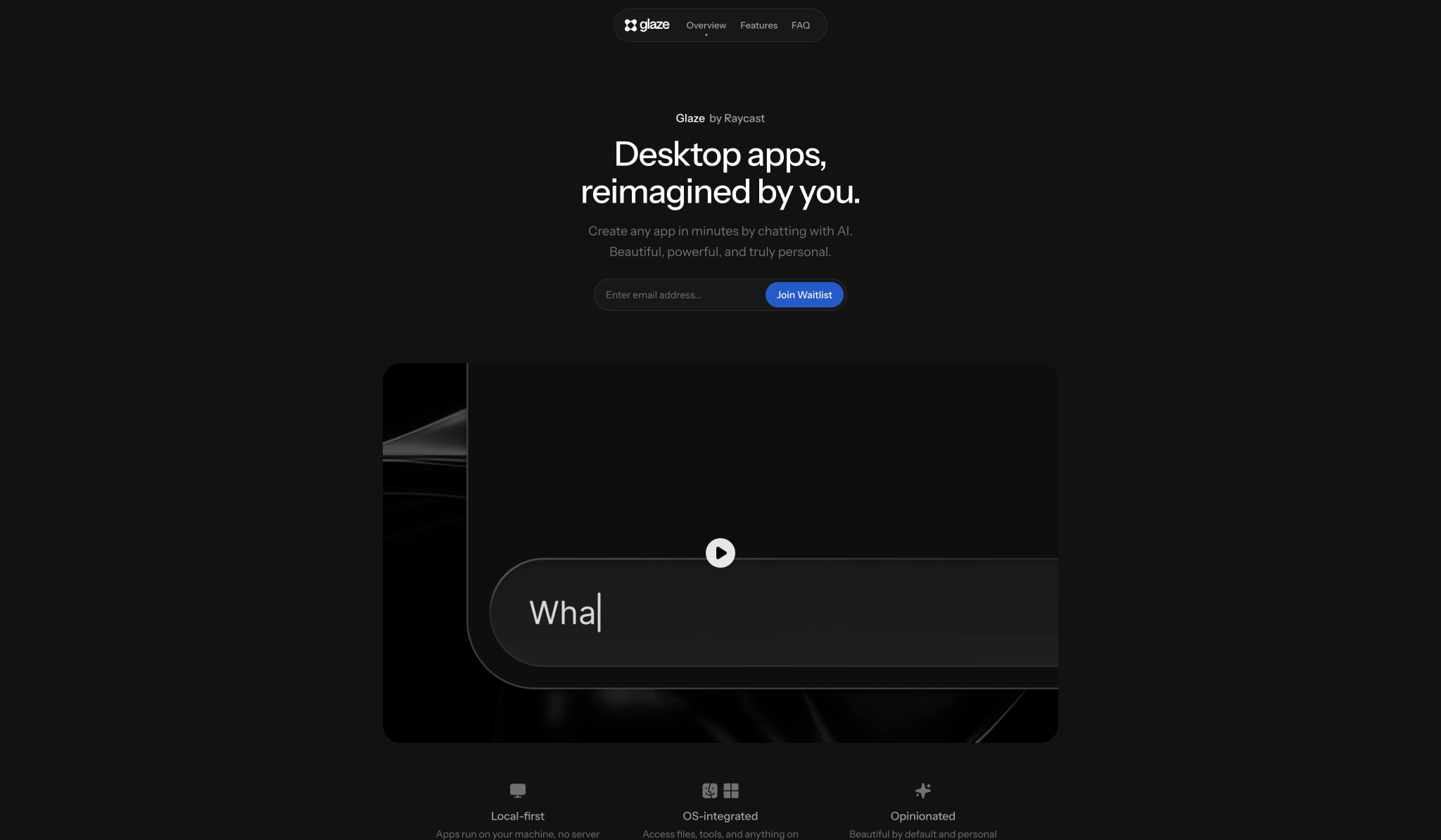 Glaze by Raycast. Desktop apps, reimagined by you. captured website design