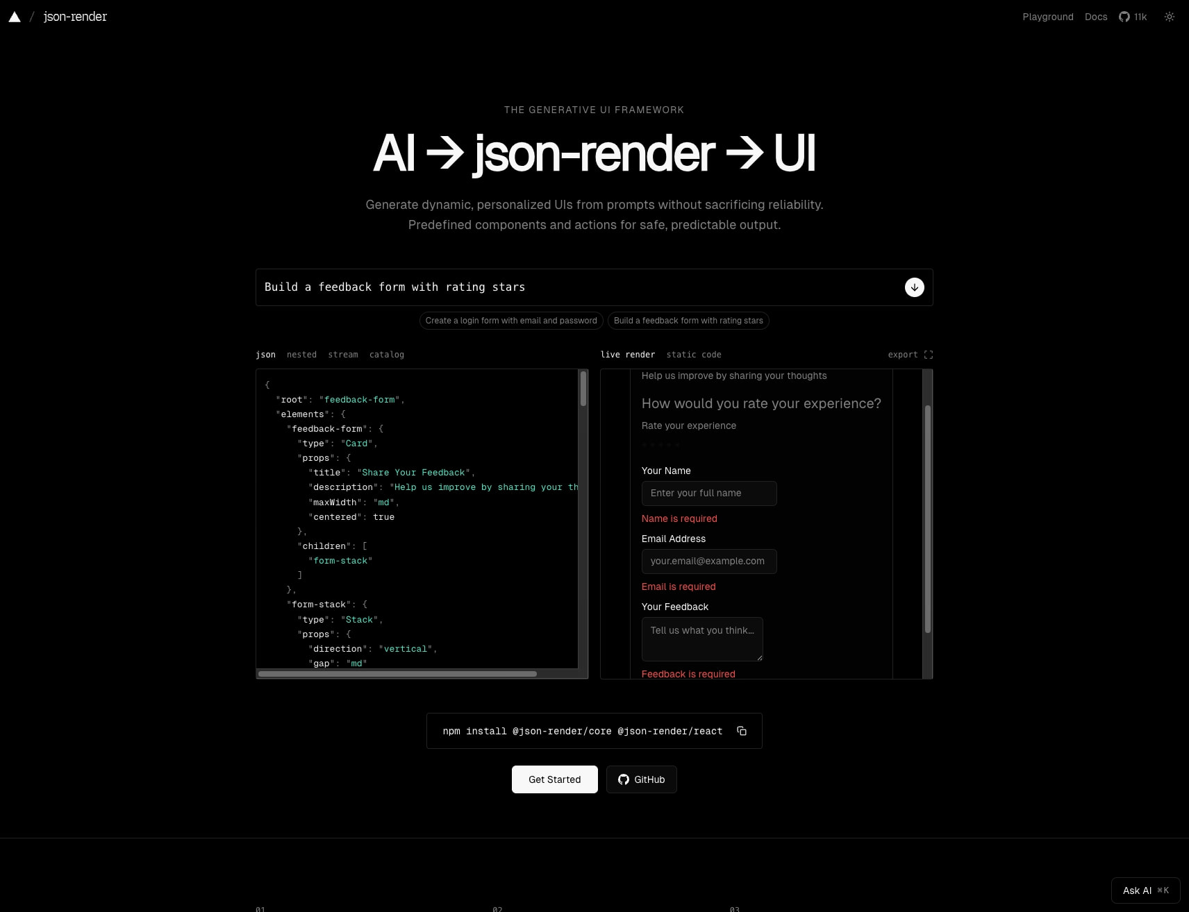 json-render captured website design